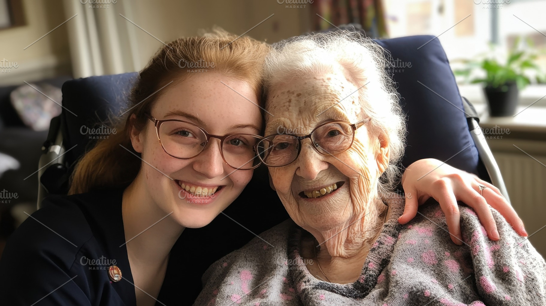 Generational smiles in nursing home, a Photo by Beautiful things
