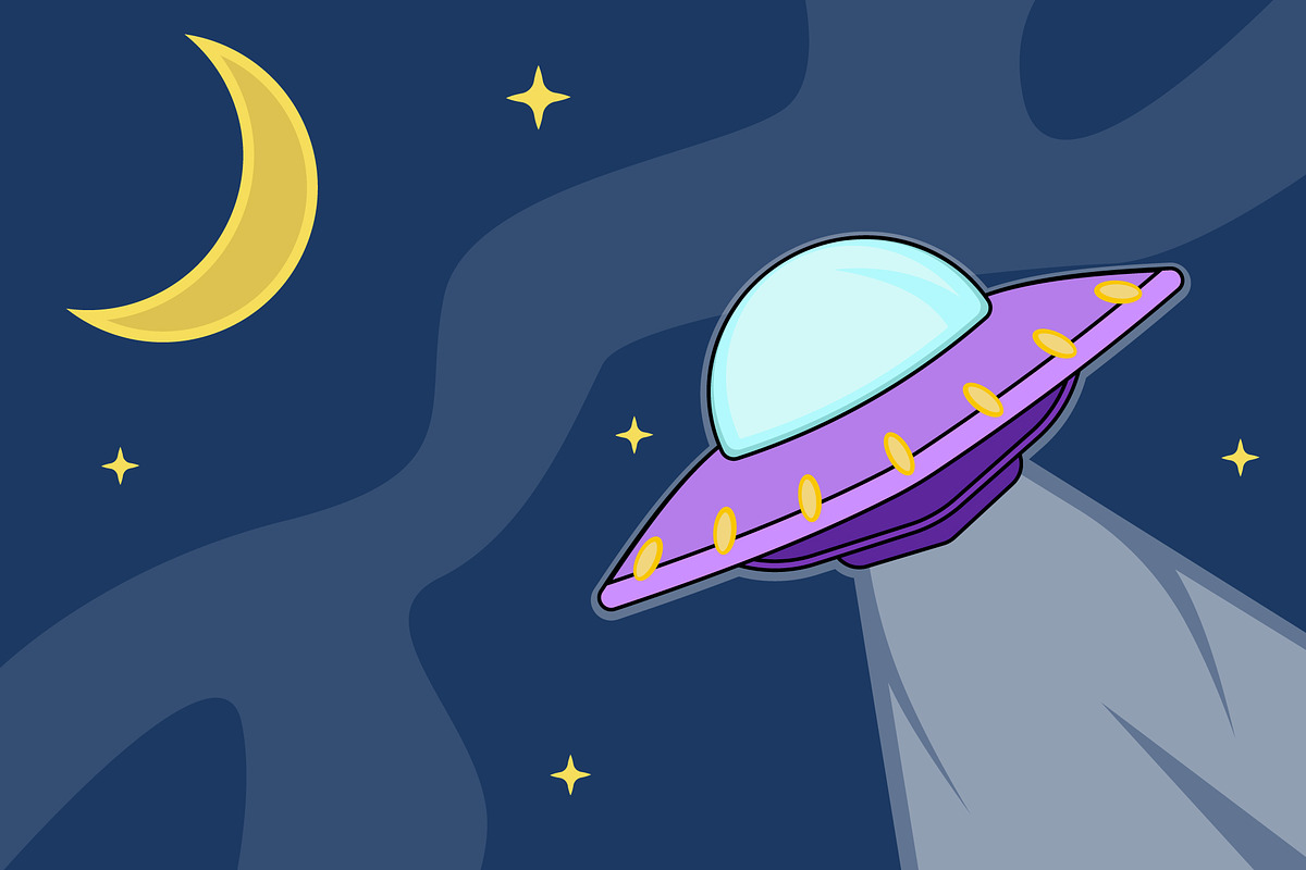 UFO in outer space vector design, a Technology Illustration by zyxroun shop