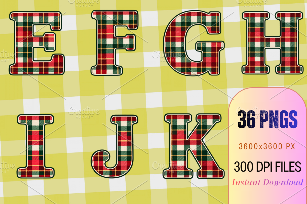 Christmas Plaid Gingham Alphabets, a Seasonal Illustration by Ink Gallery (Photo 5 of 5)