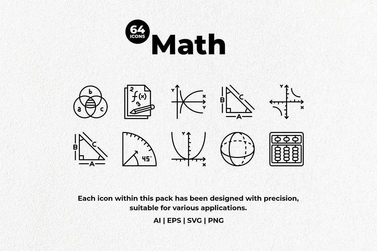 Math Icon Pack, an Outline Icon by Tekuni