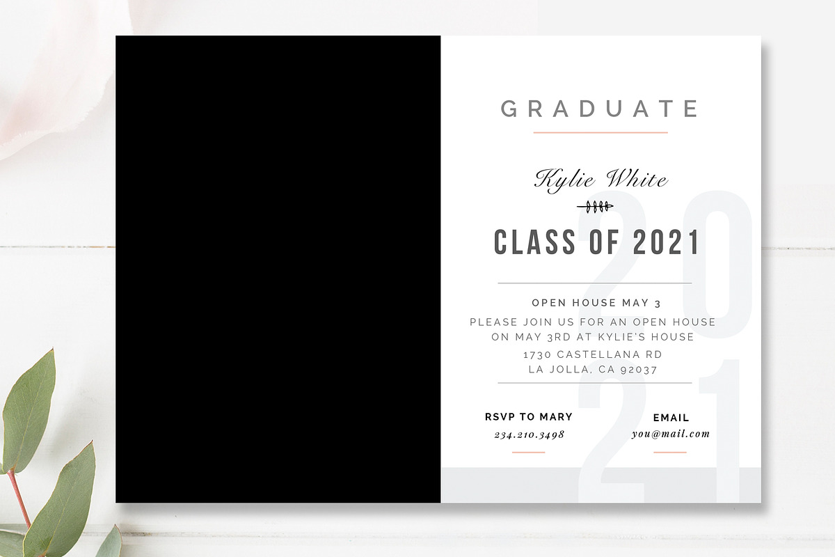 Senior Graduation Announcement Card, a Card Template by By Stephanie Design (Photo 6 of 6)