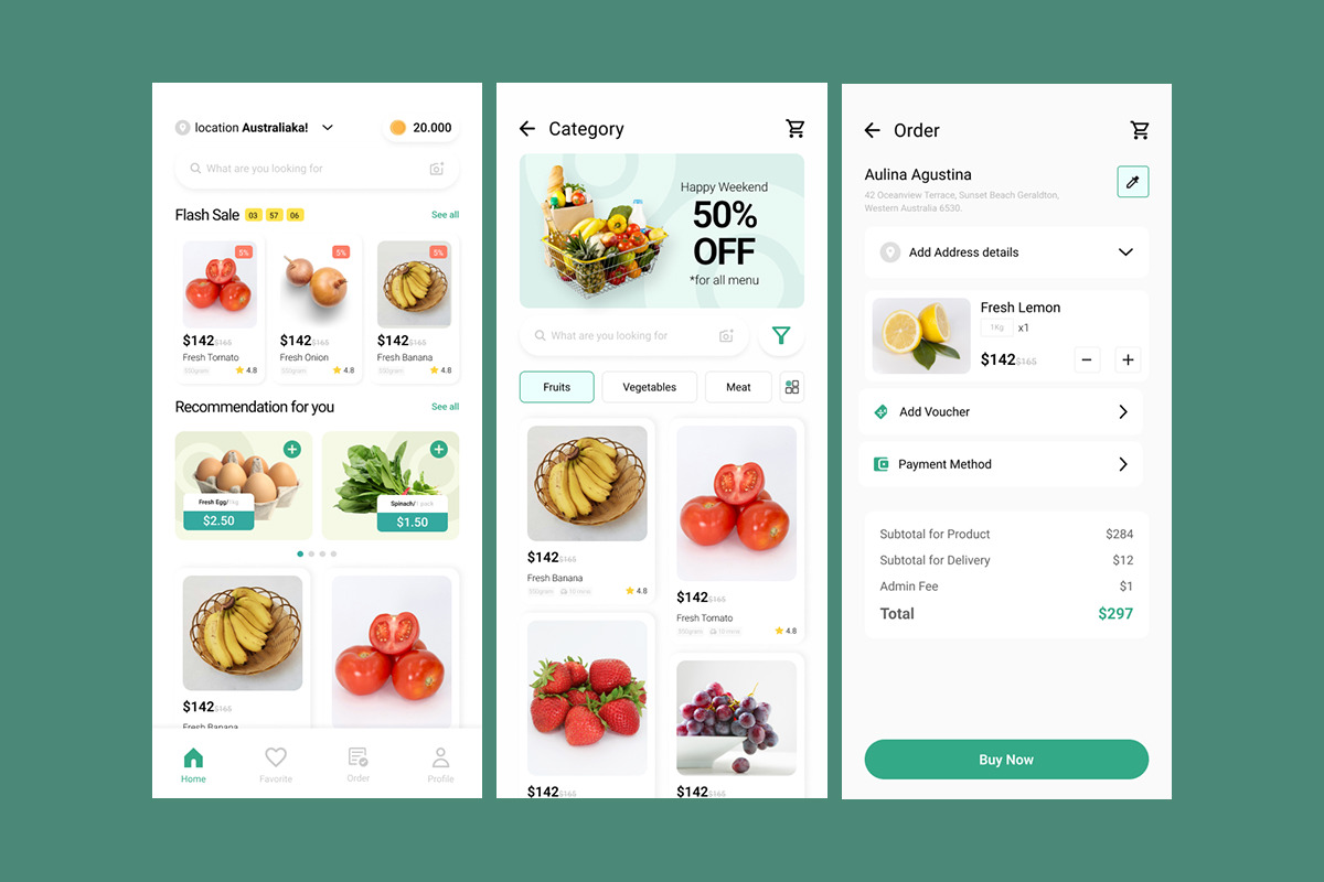 Fresh Market Delivery Mobile UI, an App Template by twinstd (Photo 3 of 5)