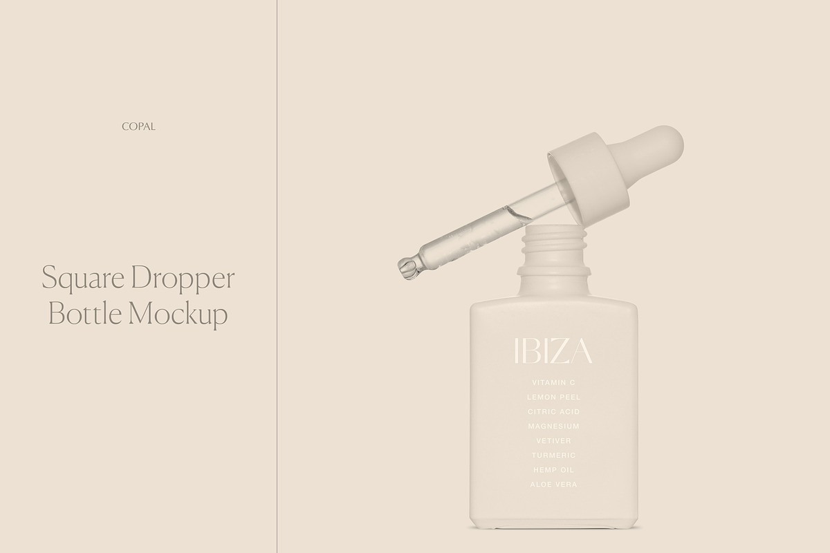 Square Dropper Bottle Mockup, a Packaging Mockup by Copal (Photo 1 of 20)