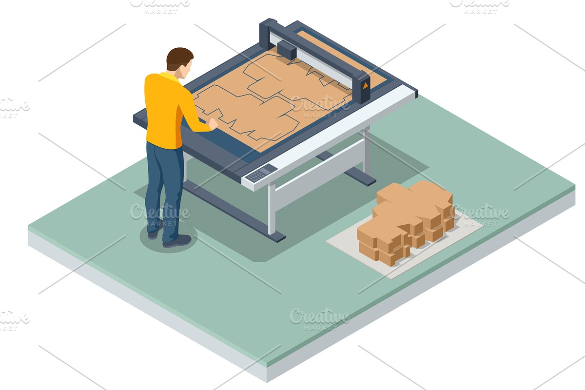 Isometric, Cutter in a printing, a Technology Illustration by Golden Sikorka