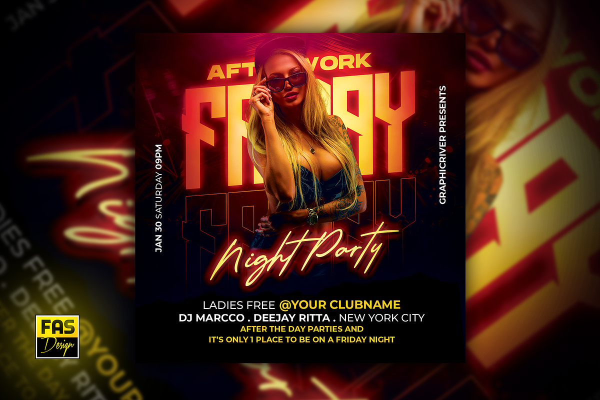 4 Night Party FLyer Bundle, a Flyer Template by FAS-DESIGN (Photo 4 of 6)