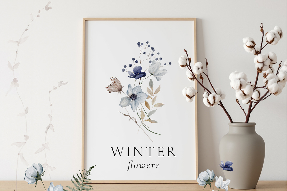 Winter Flowers Watercolor Set, a Decorative Illustration by Watercolor_Ma (Photo 2 of 8)