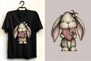 Whimsical Valentine Bunny Clipart, an Illustration by SVGArt (Thumbnail 6 of 7)