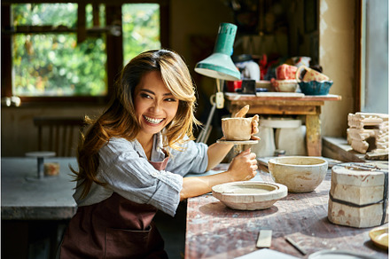 Female artist sculpts crafts with, an Arts & Entertainment Photo by Gladkov photography