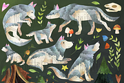 Watercolor Wolves Clipart, an Object Graphic by DigitalArtsi (Thumbnail 2 of 4)