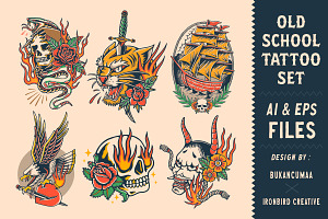 Old School Tattoo Vol. 1, an Illustration by IronbirdCreative