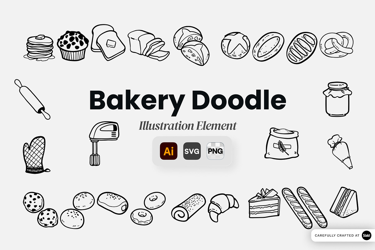 Bakery Doodle Illustration, an Object Graphic by SLAB! Design (Photo 1 of 2)