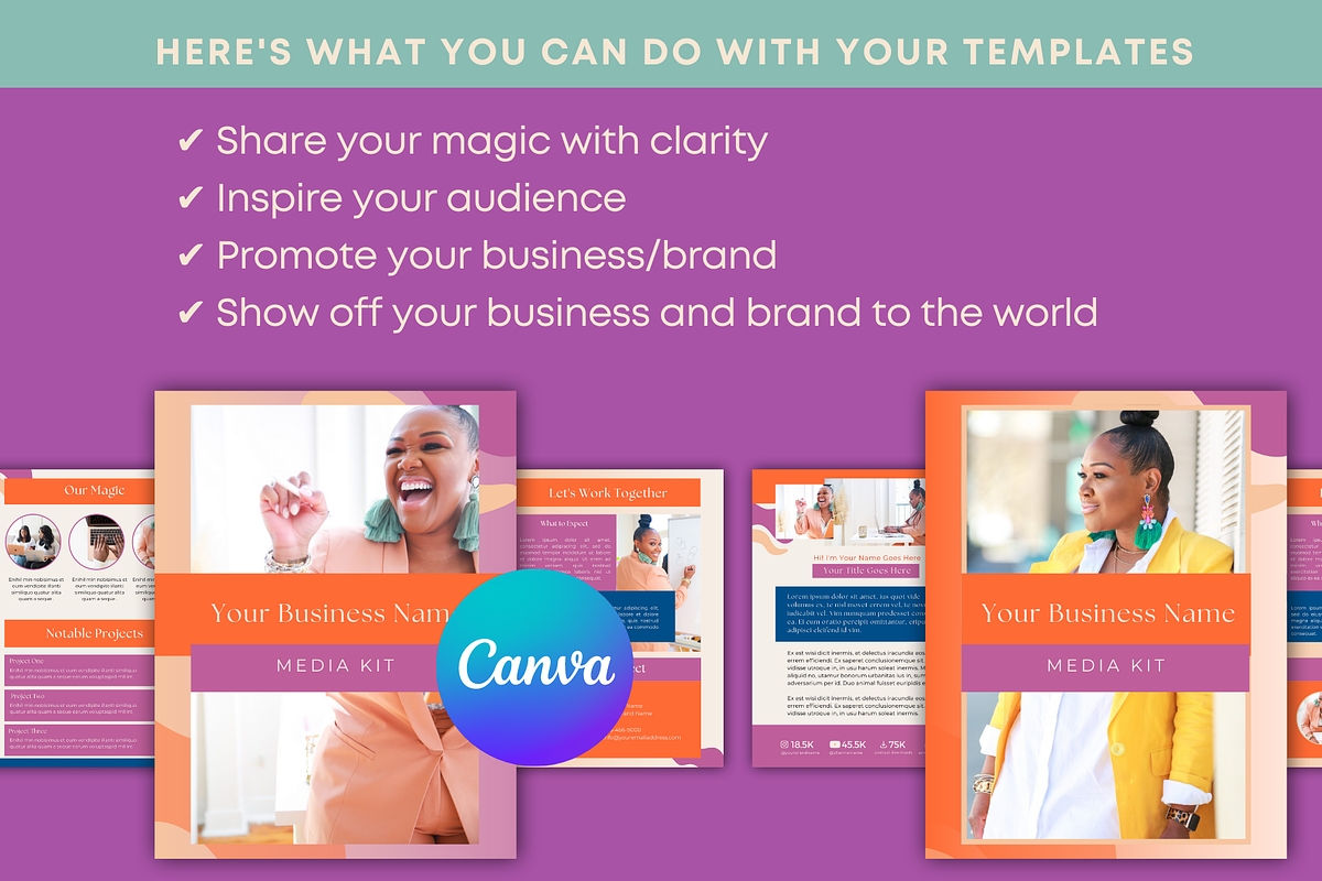 Infopreneur Media Kit Canva Template, a Marketing Template by Templates by Carey (Photo 3 of 6)