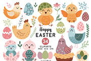 Easter chicken clipart, an Animal Illustration by JulzaArt (Thumbnail 1 of 6)