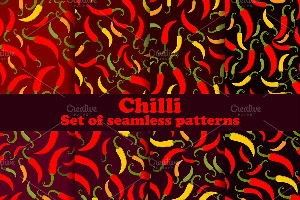 Chili pepper set of seamless pattern, a Pattern Graphic by Andy Vinnikov