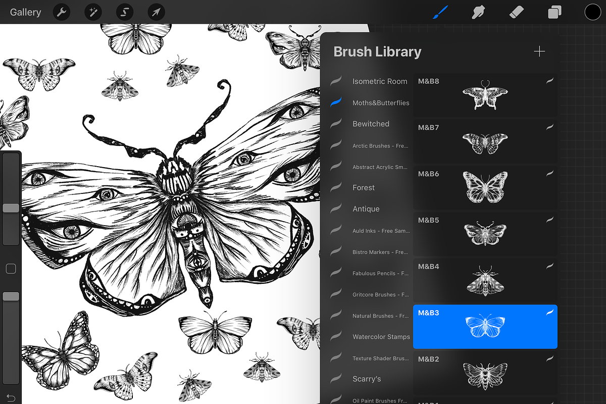 Butterfly moths bugs Procreate Stamp, a Brush Add-On by MakeMyPlaceDesign (Photo 3 of 3)