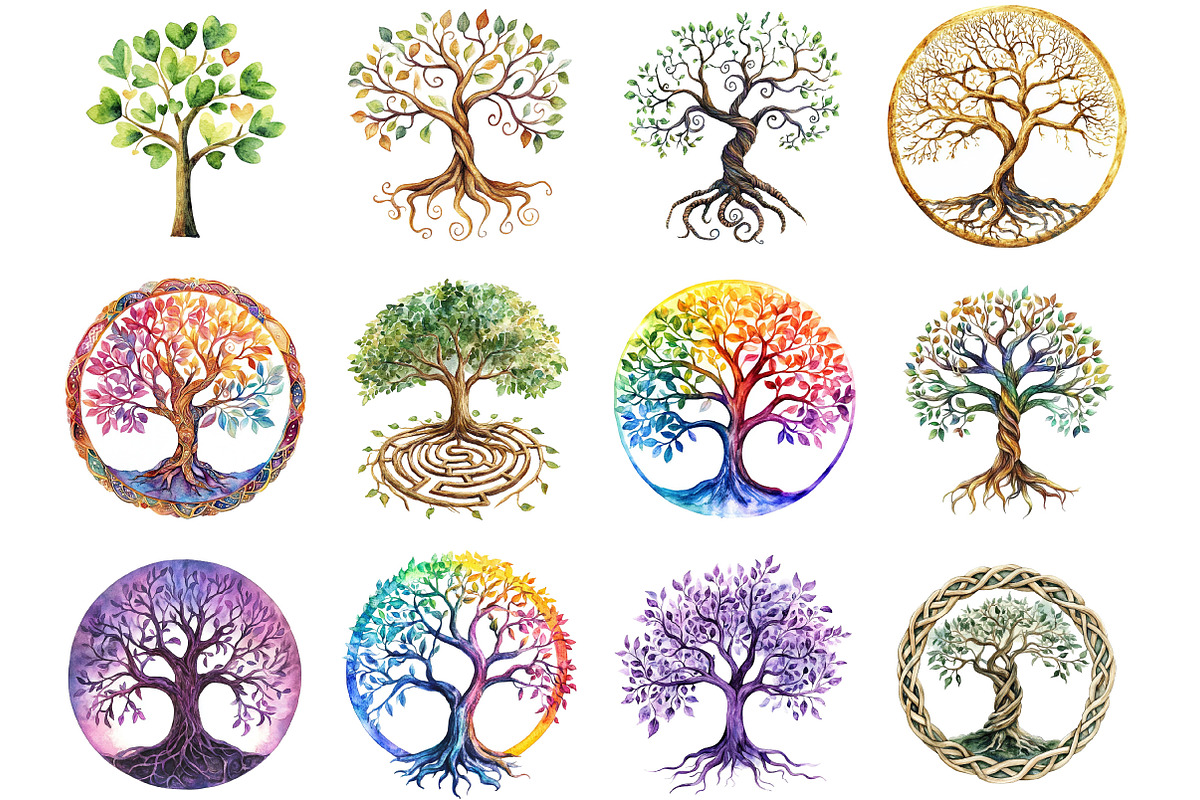 Sacred Tree of Life Clipart Bundle, an Illustration by DreamCafeArt (Photo 5 of 6)