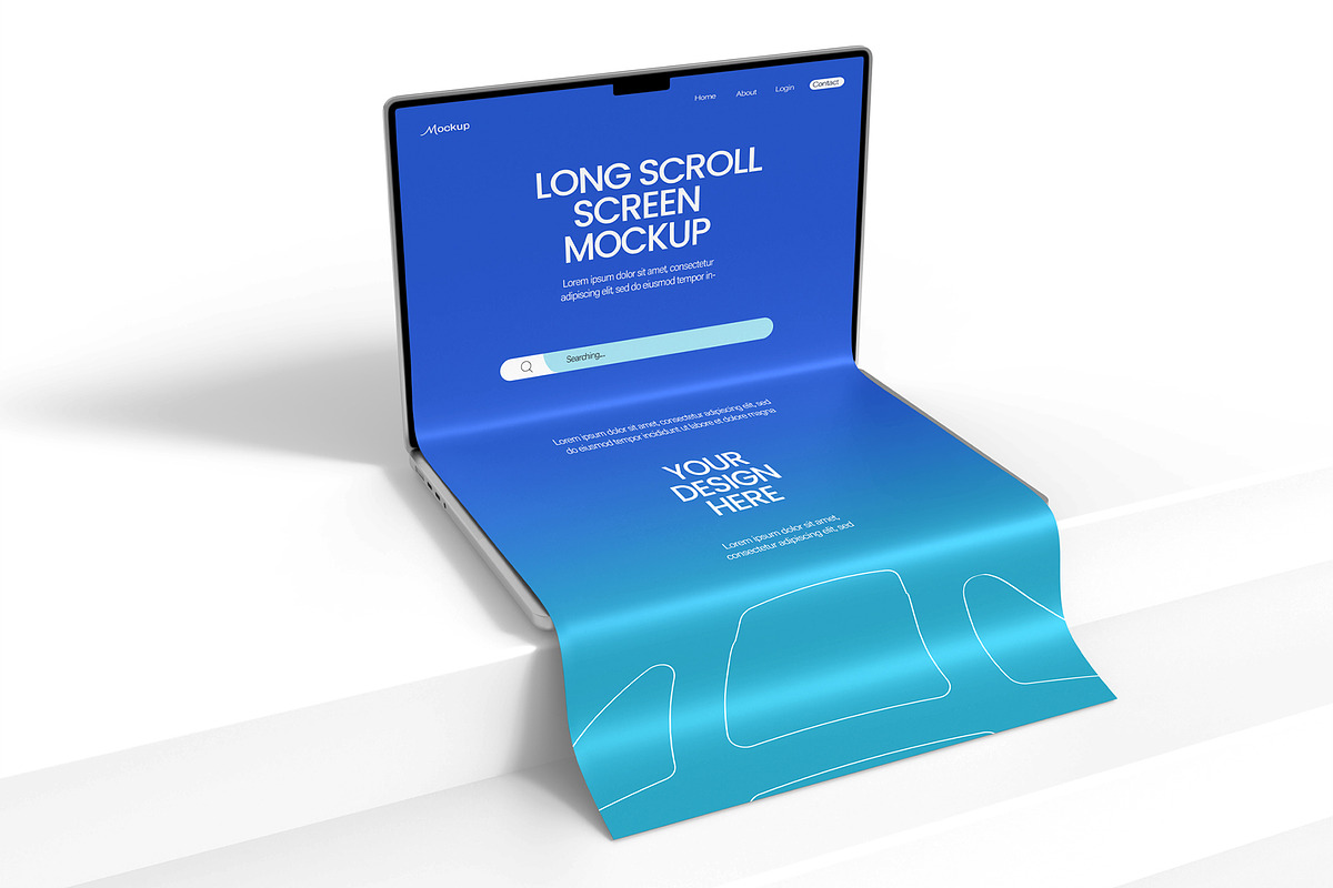 Laptop Screen Long Scroll Mockup