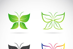 Vector Group Of Butterfly Design.