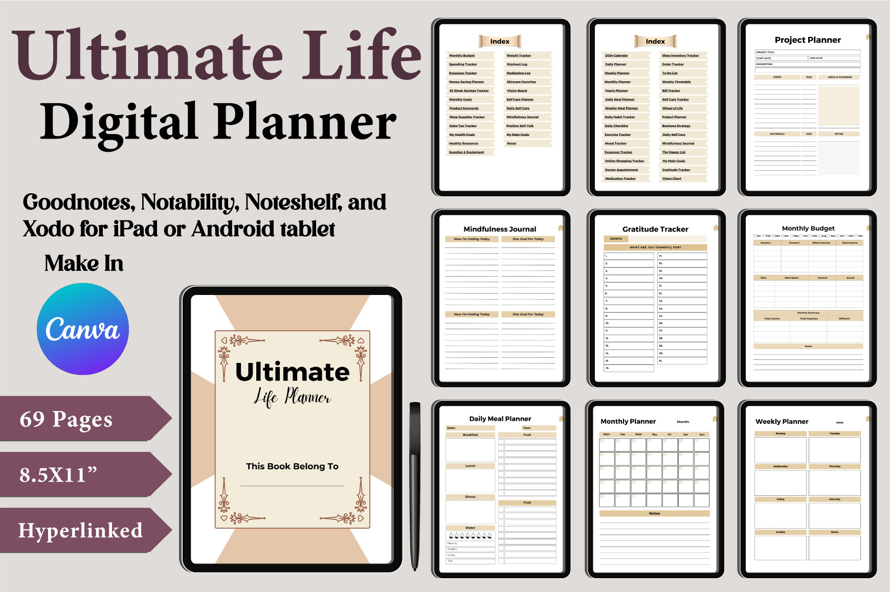 Digital Ultimate Life Planner Canva