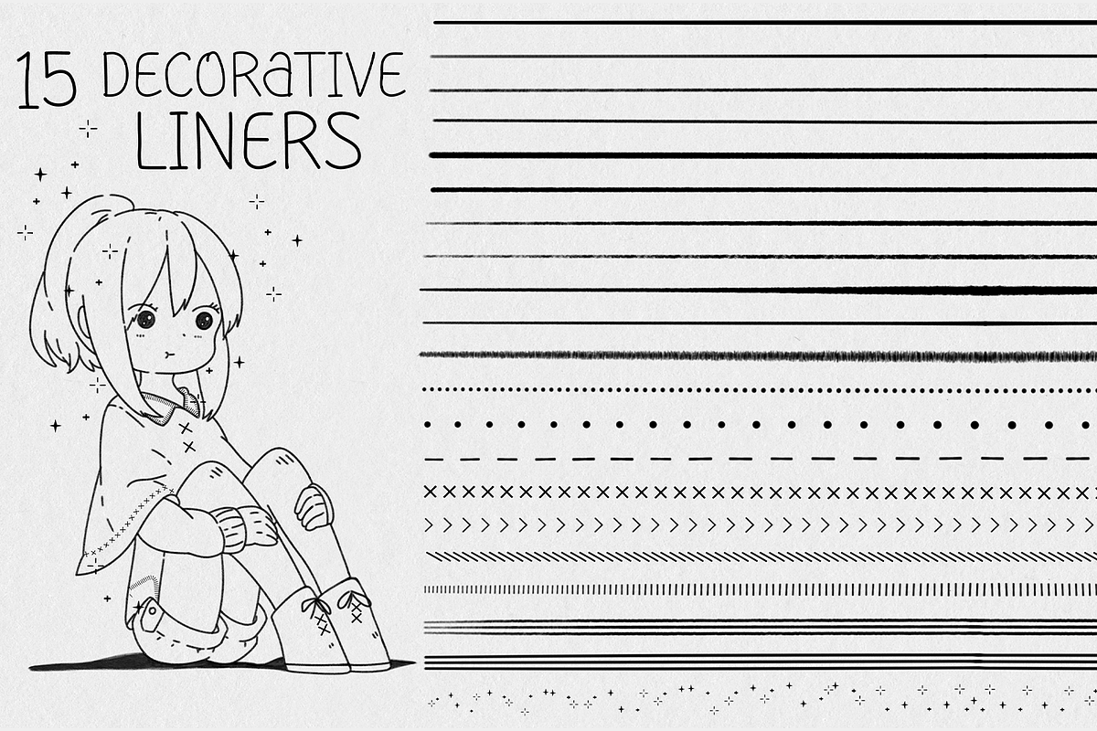 Fine Liner Brushes for Procreate, a Brush Add-On by Disyukov (Photo 3 of 7)