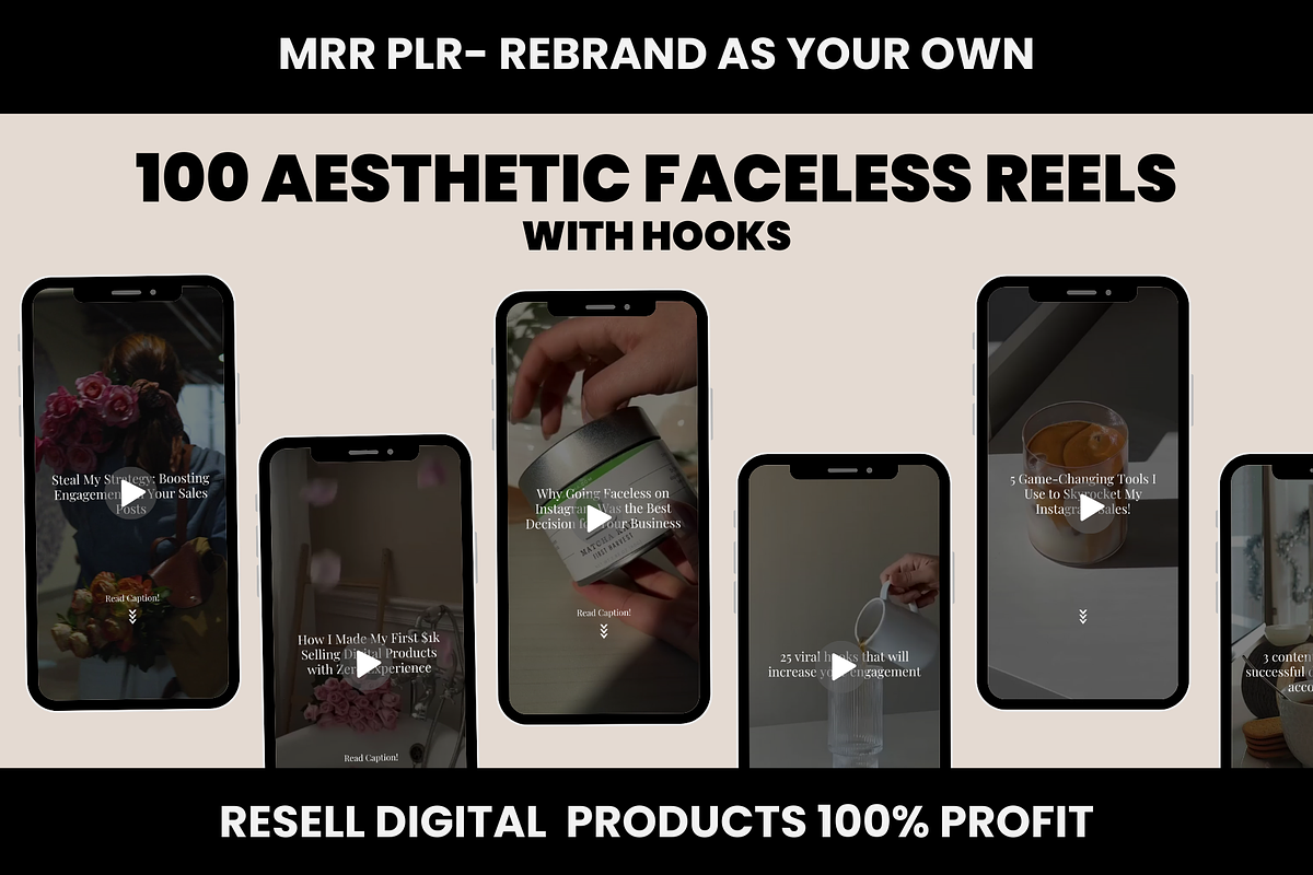 PLR MRR Faceless Reels Resell Right, a Marketing Template by Design By Hira (Photo 1 of 8)