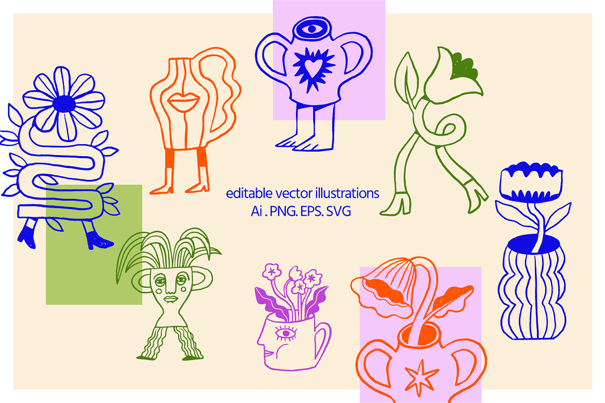 Doodle Garden - botanic characters, a Graphic by Marish (Photo 2 of 9)