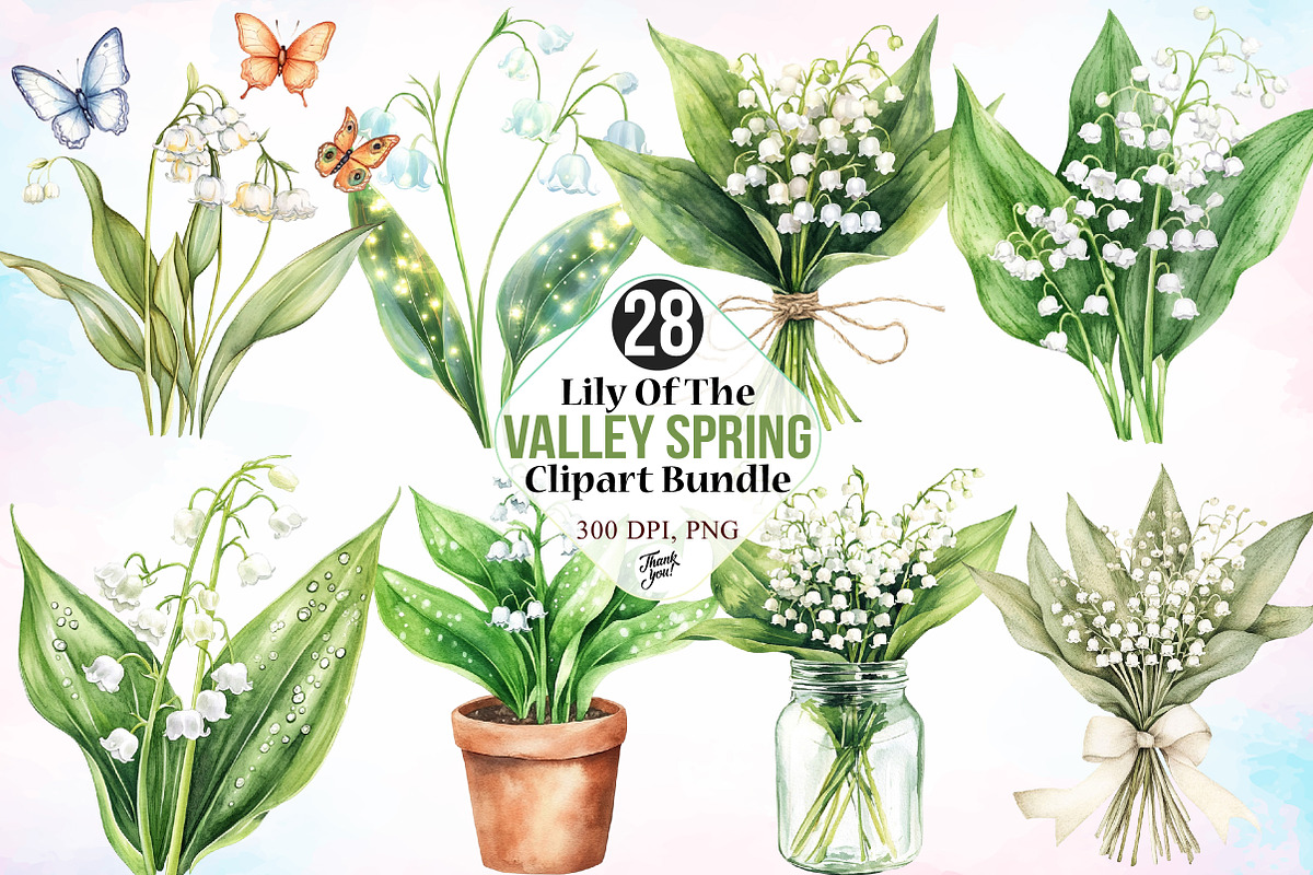 Lily of the Valley Spring Clipart, an Illustration by Canvas Craft (Photo 1 of 4)