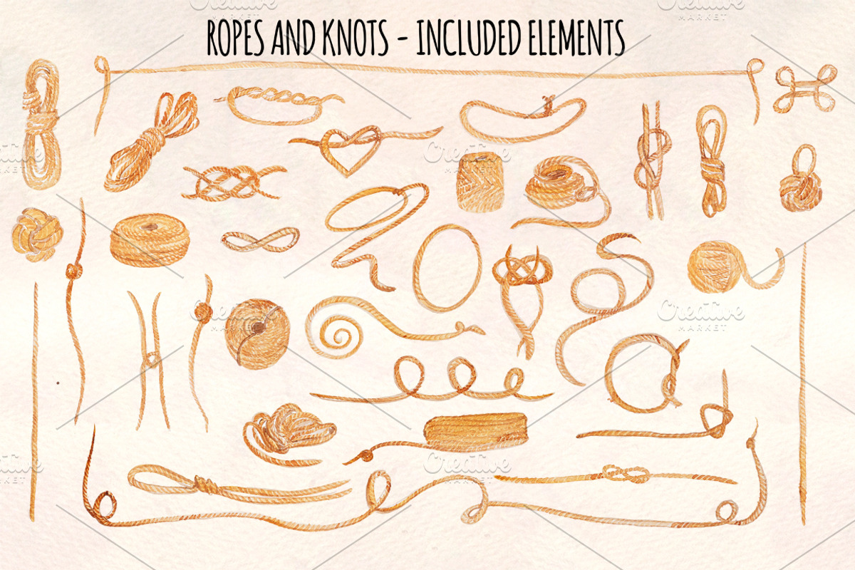 Ropes and Knots Watercolor Bundle, a Decorative Illustration by Violet LeBeaux (Photo 2 of 3)