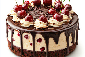 Delicious cake with chocolate drizzl, a Food & Drink Photo by Pixeness Studio