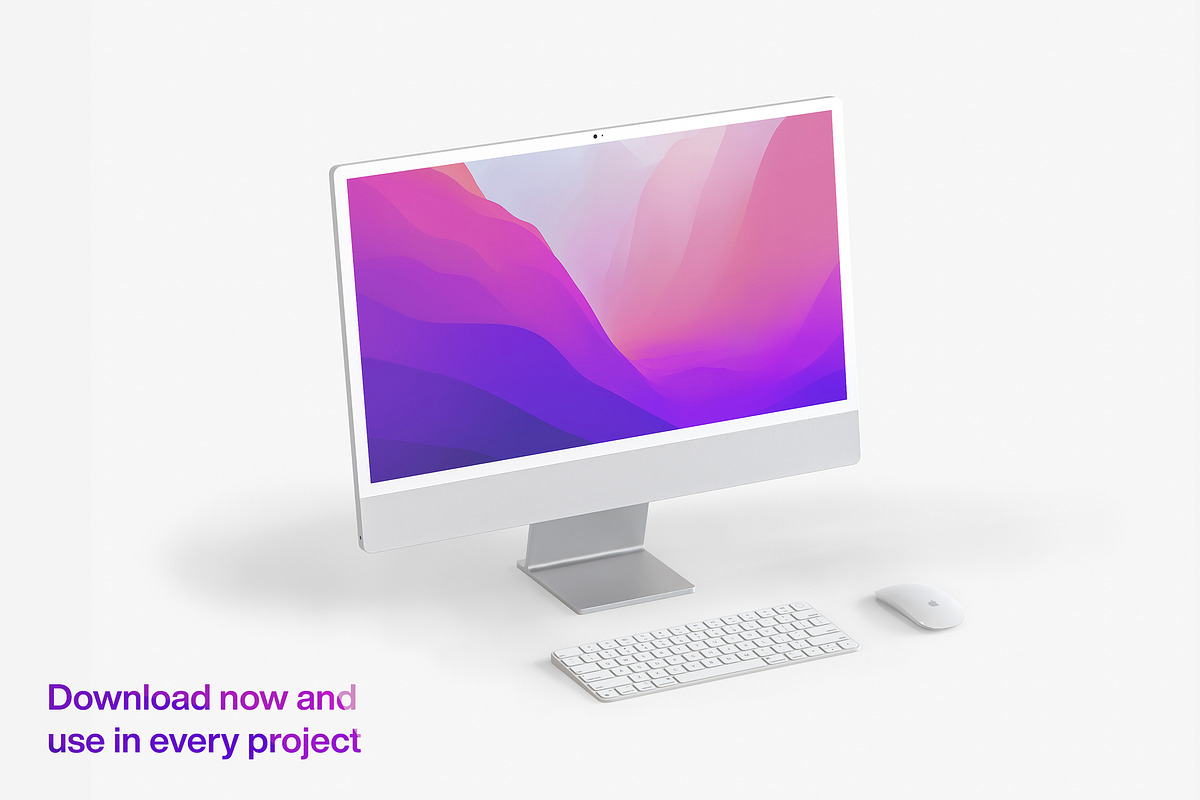 12 Ultra-Realistic iMac 24 Mockups, an iPad Mockup by Smotrow Related (Photo 14 of 15)