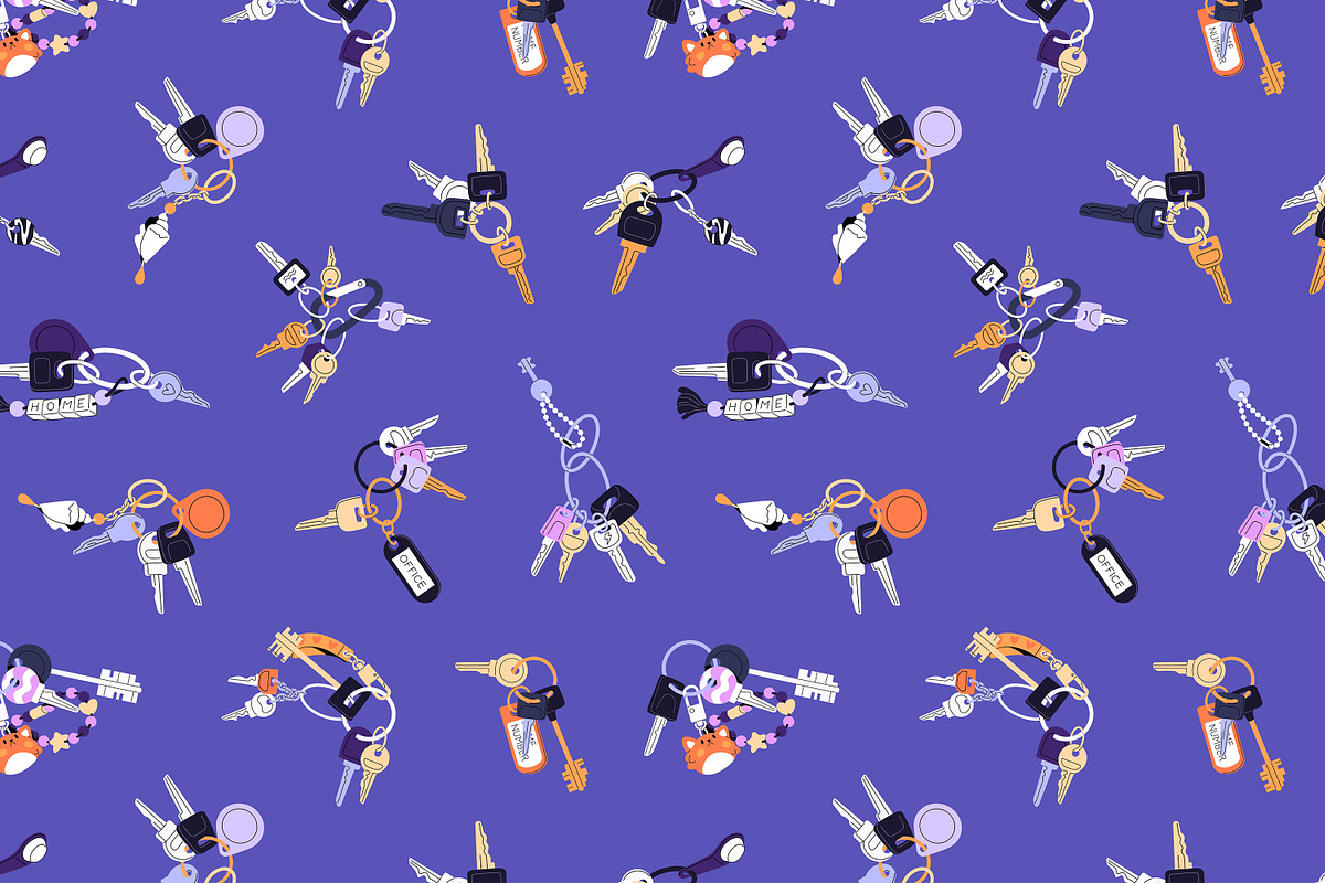 Key chains set + seamless patterns, an Object Illustration by PaperTrident (Photo 4 of 4)