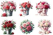 Watercolor Rose Bucket clipart, an Illustration by Designworld (Thumbnail 2 of 5)