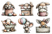 Cute Peeking Easter Animals Clipart, an Illustration by Daily.Designs (Thumbnail 7 of 8)