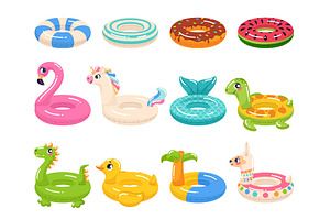 Cartoon Inflatable Circles. Colorful