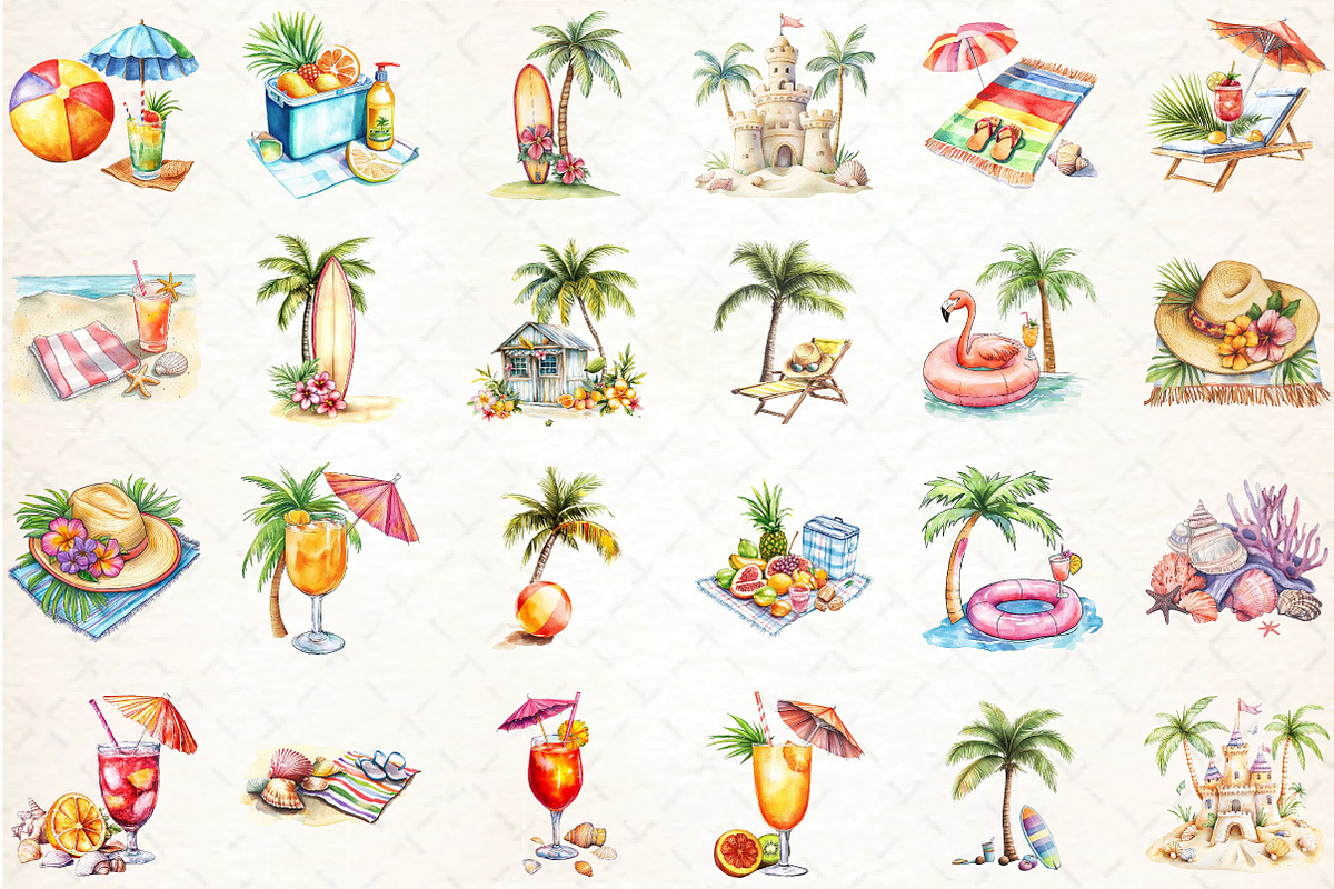 Beach Holiday Summer Clipart, an Illustration by DreamCafeArt (Photo 2 of 4)