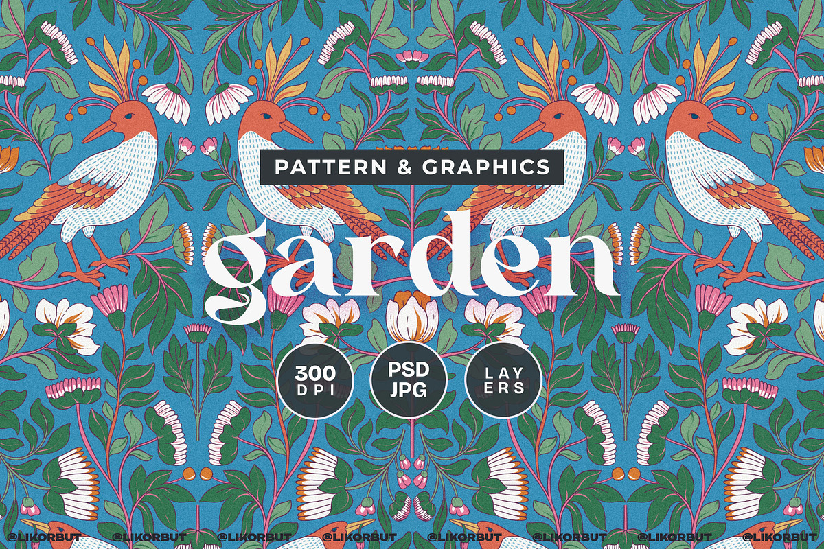Garden Botanical Pattern and Motifs, a Pattern Graphic by likorbut (Photo 1 of 12)