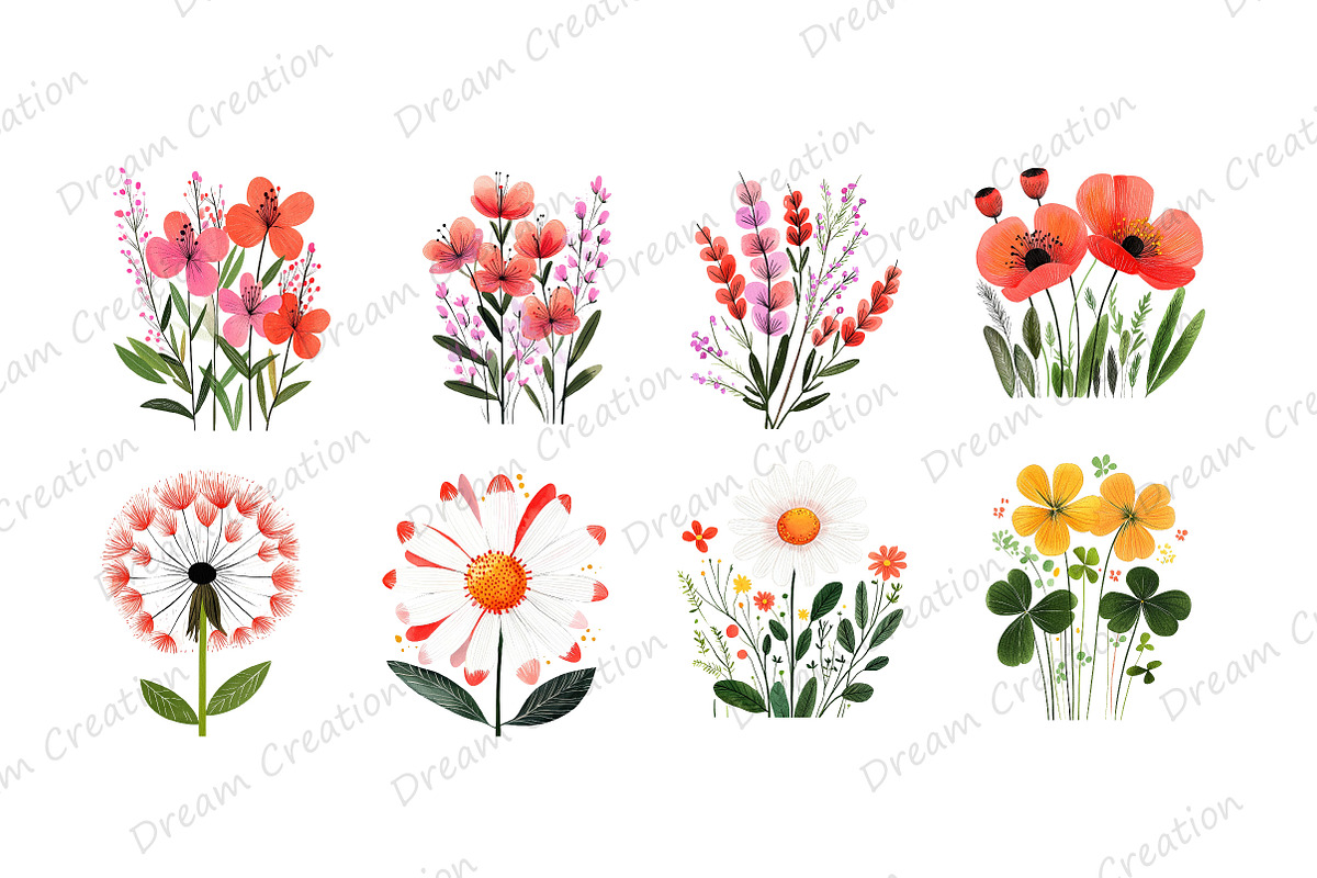 Watercolor Wildflower Clipart, an Illustration by Dream Creation (Photo 4 of 11)