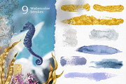 Sea Life Watercolor Clipart Set, an Animal Illustration by AnitaPol (Thumbnail 16 of 16)