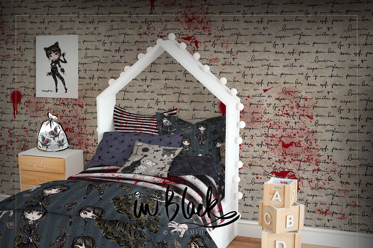 Gothic School Nerd Girl Patterns, a Pattern Graphic by KaramfilaS (Photo 16 of 17)