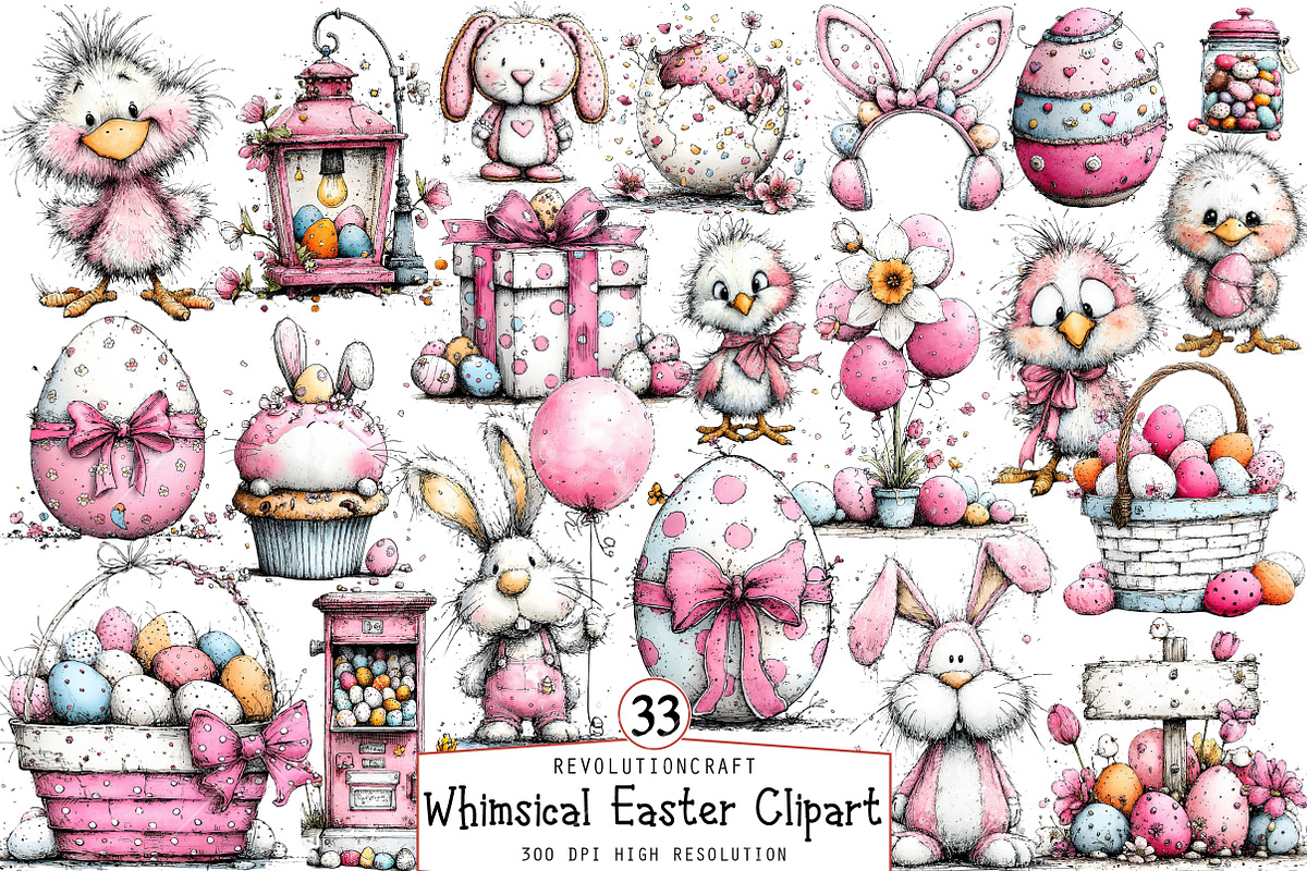 Whimsical Easter Clipart Bundle, an Illustration by OK Design (Photo 1 of 6)