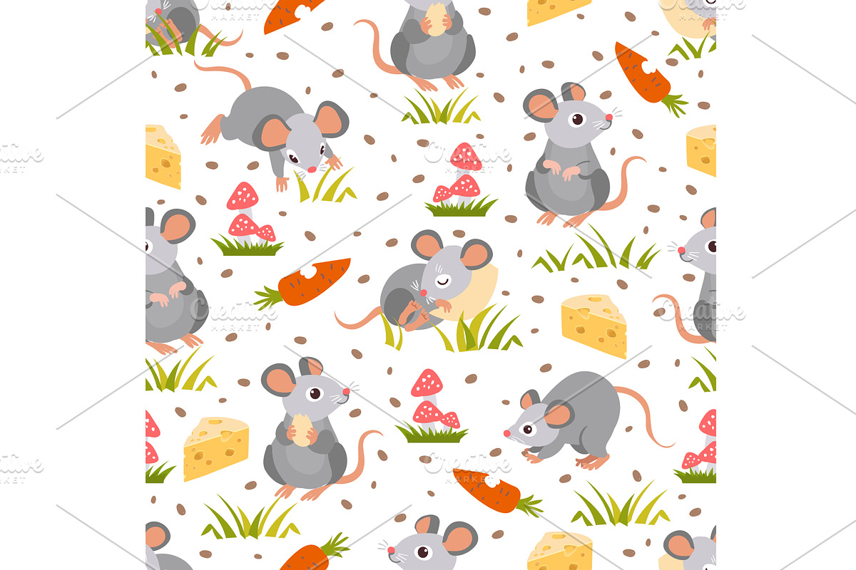 Cute little mouse with piece of, an Animal Illustration by Vectorbuum