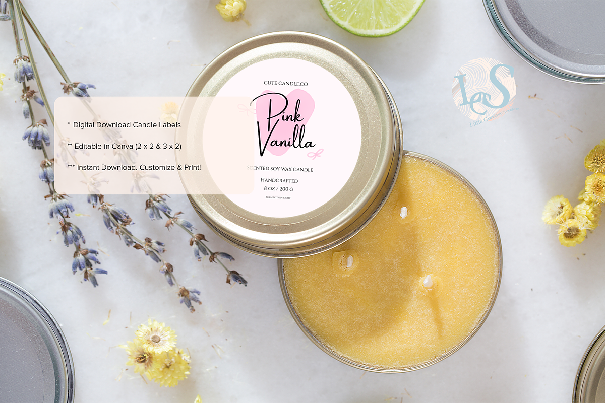 Watercolor Bow Heart Candle Labels, a Stationery Template by Little Creative Scribbles (Photo 5 of 6)