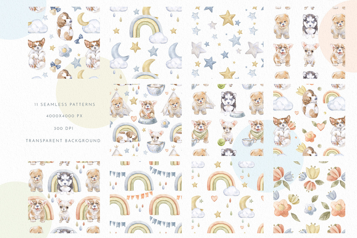 Puppy Dream Baby Watercolor Clipart, an Animal Illustration by Cat In Colour (Photo 9 of 9)