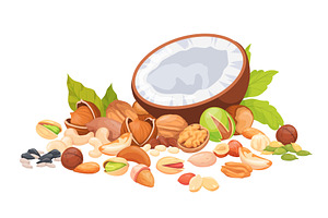 Nuts mix. Nut and seeds pile, dry, a Food Illustration by Stock-Smart-Start