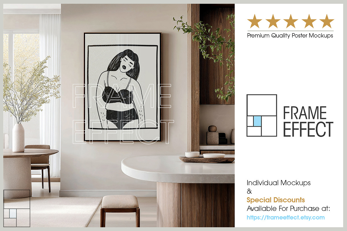 6 Neutral Art Frame Mockups Bundle, a Household Mockup by Frame Effect (Photo 5 of 8)