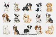 15 Bundle Watercolor Cute Puppy Dog, an Animal Illustration by Morspective (Thumbnail 8 of 8)