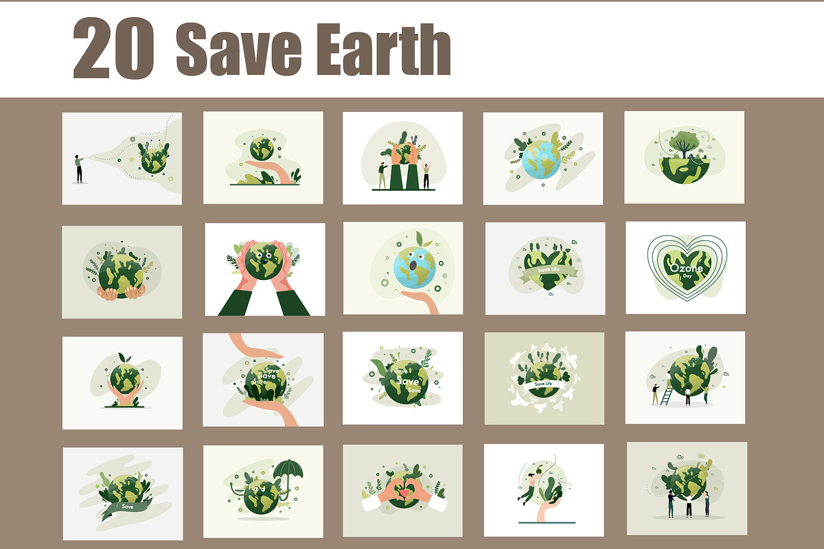 Earth day illustration vector set, an Education Illustration by foxndeer (Photo 1 of 4)
