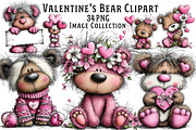 Valentine's Whimsical Bear Clipart, an Illustration by Dream Creation (Thumbnail 1 of 8)