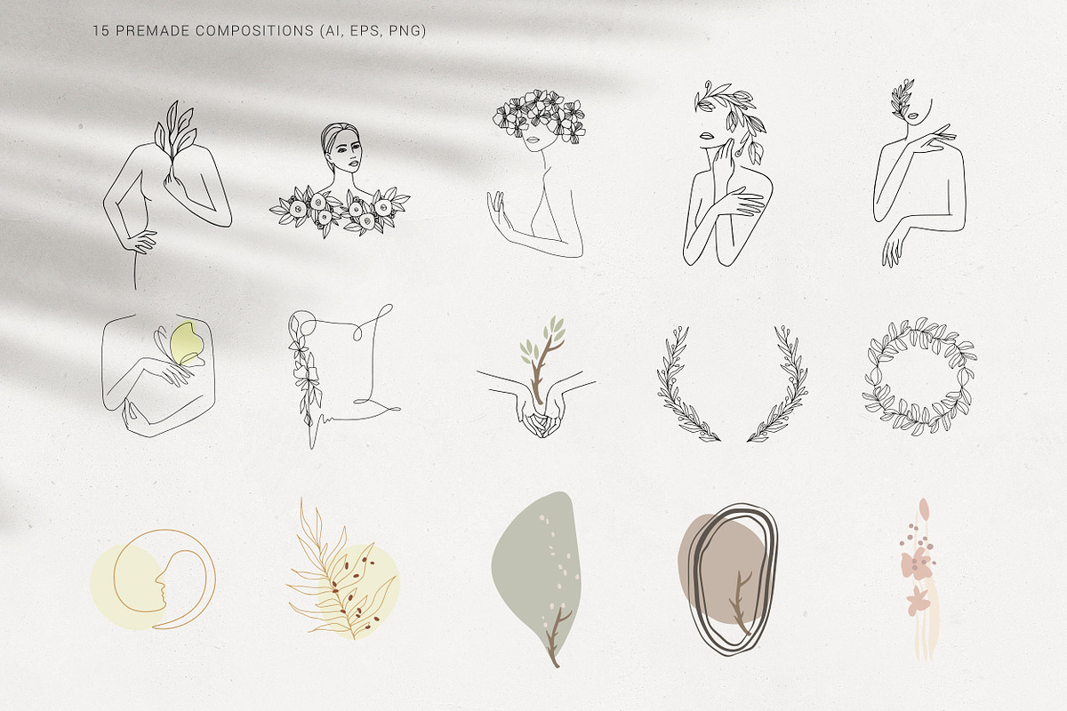 Nymph. Line Art Floral Women, a Person Illustration by AnMark (Photo 11 of 11)