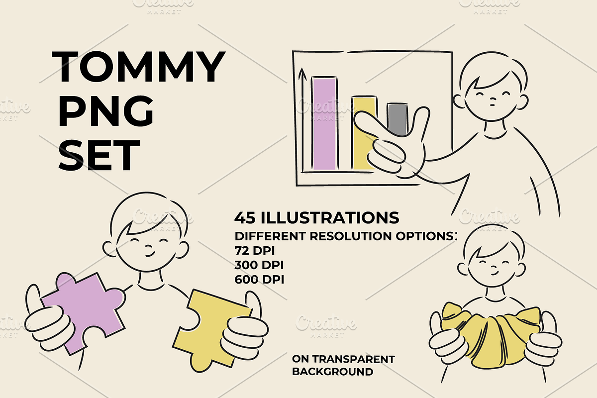 TOMMY PNG LINE ART (45 elements), a Person Illustration by Bonfloret Studio (Photo 1 of 10)